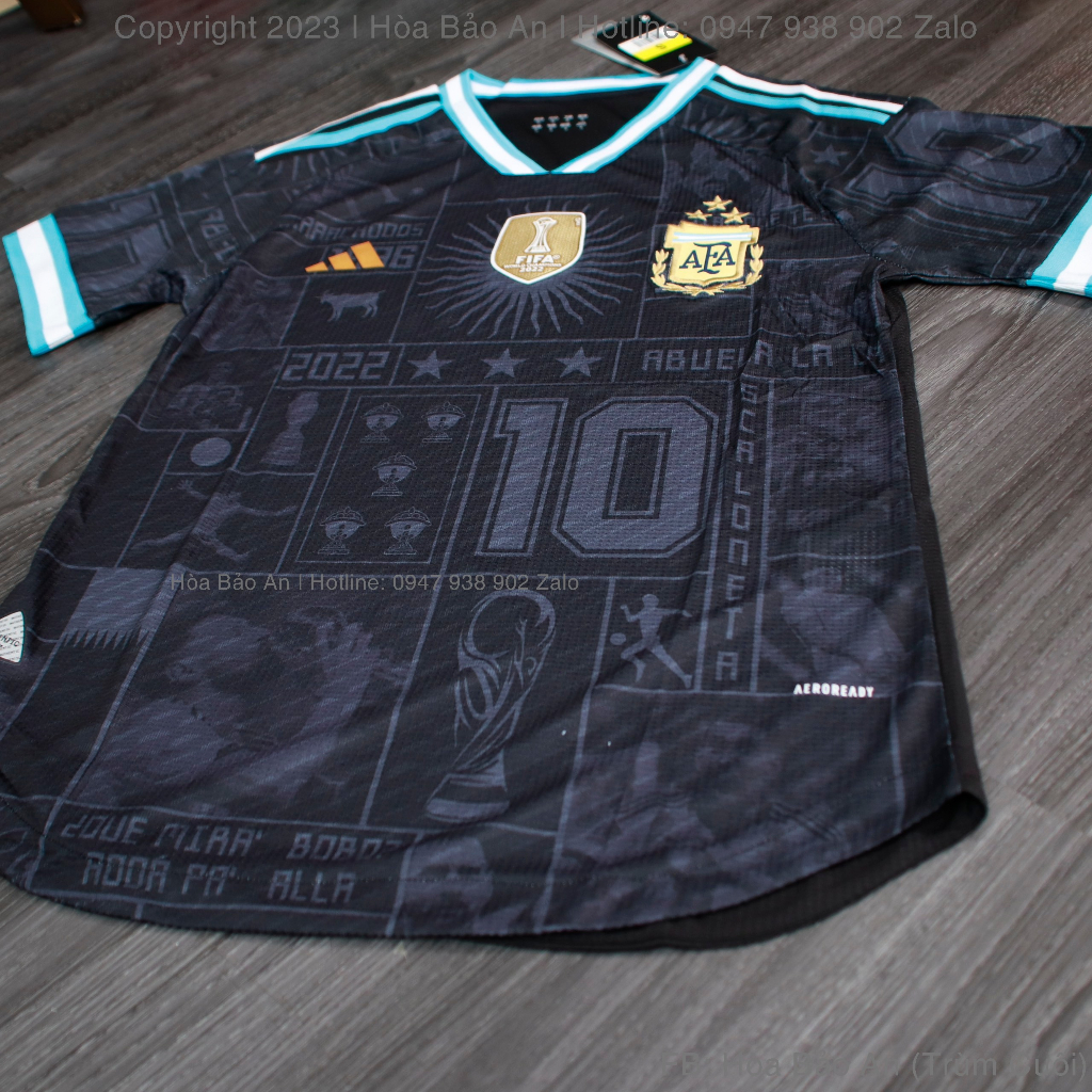 Bộ Quần Áo bóng Đá Tuyển Argentina 23/24 màu Xanh Than - Vải Thái Chuẩn Áo Thi Đấu