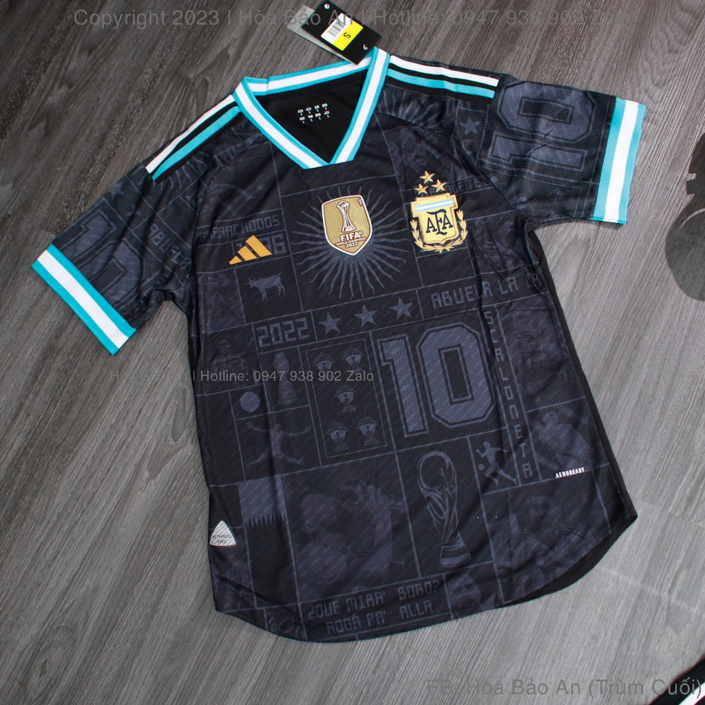 Bộ Quần Áo bóng Đá Tuyển Argentina 23/24 màu Xanh Than - Vải Thái Chuẩn Áo Thi Đấu