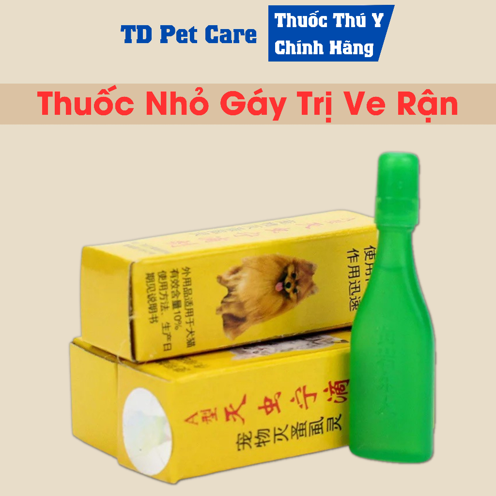 Lọ Nhỏ Gáy Mèo Hết Rận Mèo Ve Chó Bọ Chét TD A1 (Kèm Loa Cổ) - Chai Rận Mèo Ve Bọ Dành Cho Chó Mèo