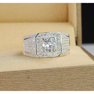 NHẪN NAM FULL ĐÁ BẠC TA NGUYÊN CHẤT-THJ SILVER