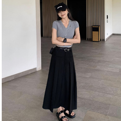 Chân Váy Xếp Ly Dáng Dài Xẻ Tà Lưng Cao Siêu Tôn Dáng, Chân Váy Midi Xếp Ly Phong Cách Sang Trọng | BigBuy360 - bigbuy360.vn
