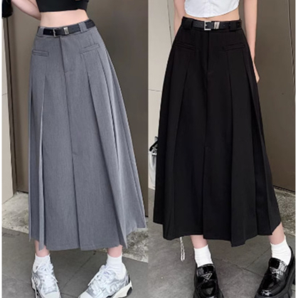 Chân Váy Xếp Ly Dáng Dài Xẻ Tà Lưng Cao Siêu Tôn Dáng, Chân Váy Midi Xếp Ly Phong Cách Sang Trọng | BigBuy360 - bigbuy360.vn