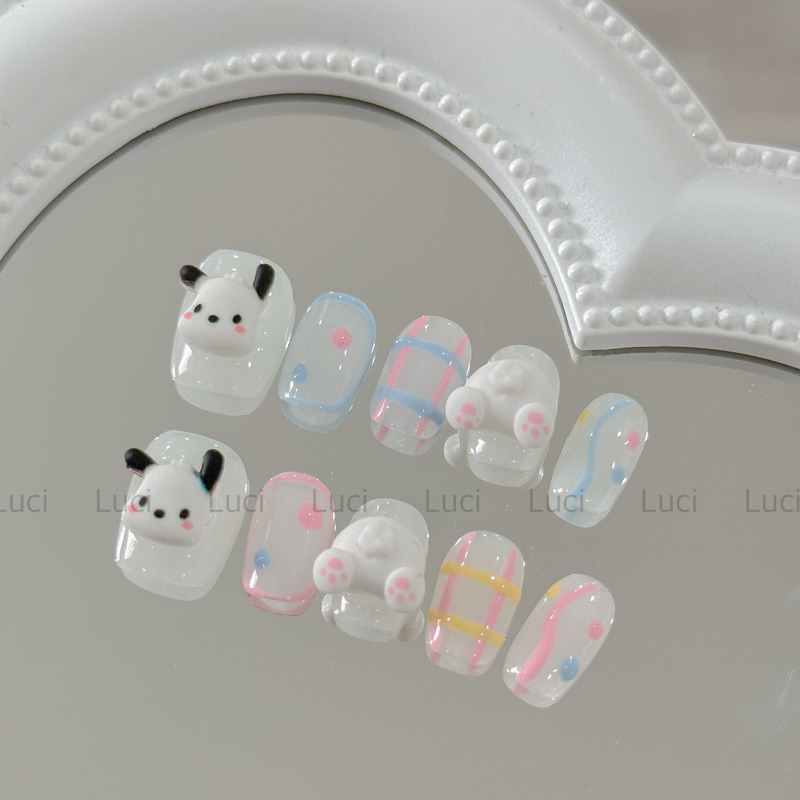 Móng úp dễ thương L050 charm hoạt hình chú cún nhiều màu pastel luci.nailbox