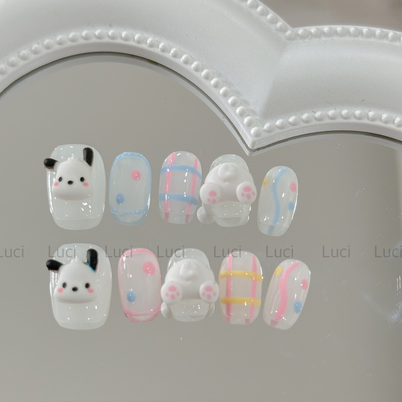 Móng úp dễ thương L050 charm hoạt hình chú cún nhiều màu pastel luci.nailbox