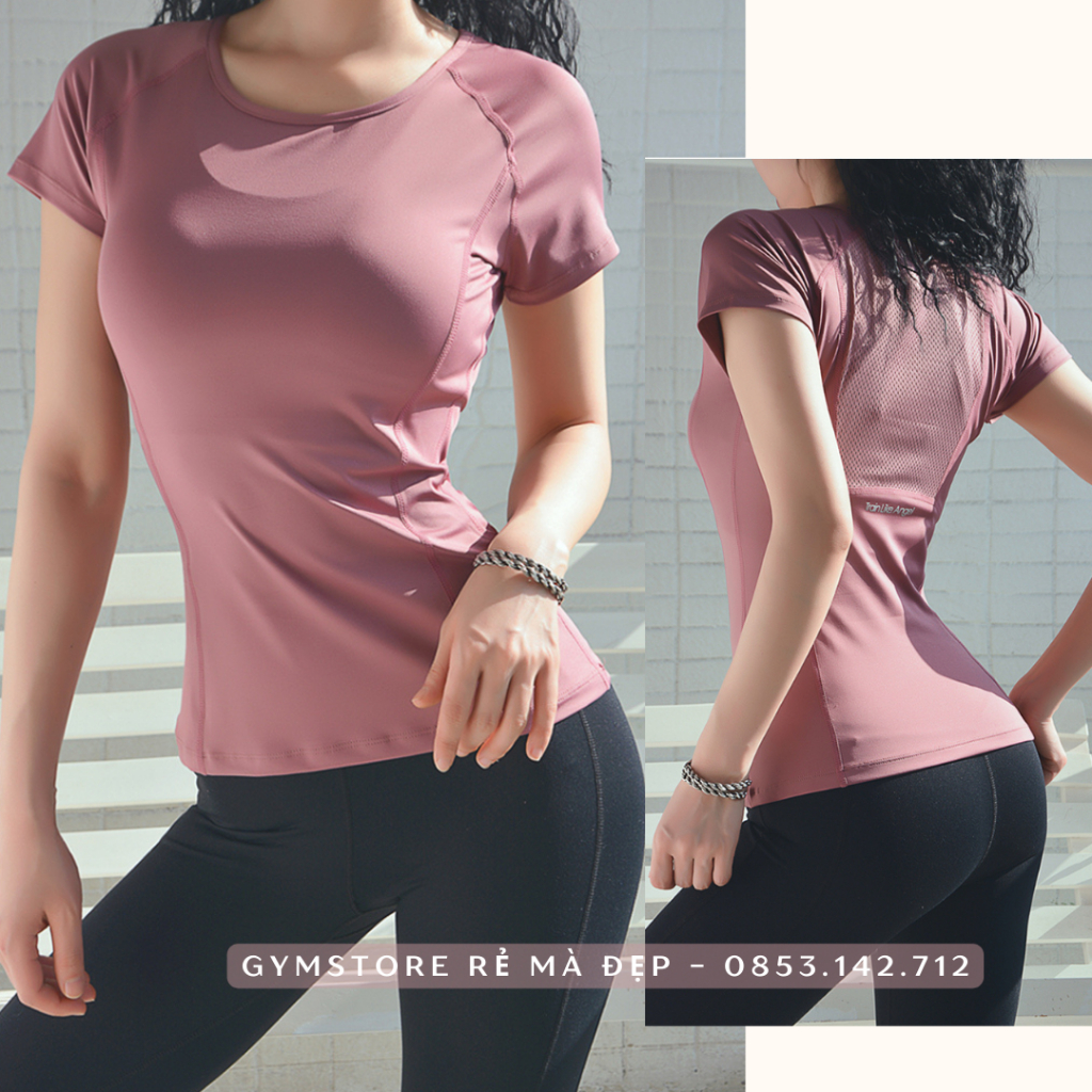 Áo Thun Ôm Body Tay NgắnTập Gym Yoga Thể Thao Nữ Thun Phối Lưới Mềm Mại Thoáng Mát Cực Tôn Dáng 265