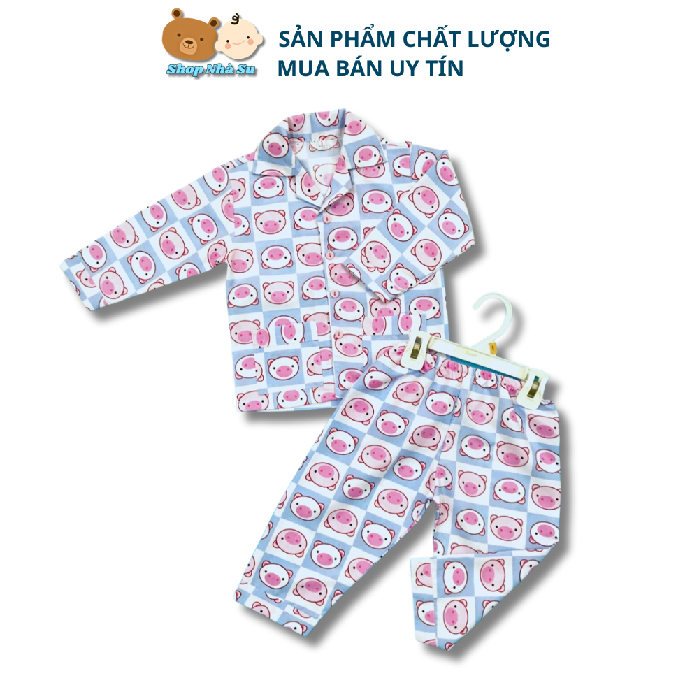 Pijama Vải Kate thái không nhăn mềm mịn hình Heo xinh cho bé 10-40kg 1-9 tuổi Shop Nhà Su