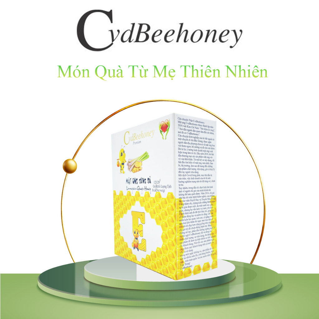Hộp Mật ong Gừng Sả Tăng Đề Kháng, Phục Hồi Sức Khỏe, Đẹp Da Cho Người Già, Trẻ Em, Nam, Nữ CVDBEEHONEY 12x10g