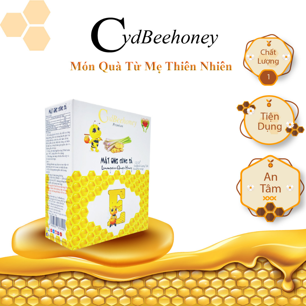 Hộp Mật ong Gừng Sả Tăng Đề Kháng, Phục Hồi Sức Khỏe, Đẹp Da Cho Người Già, Trẻ Em, Nam, Nữ CVDBEEHONEY 12x10g