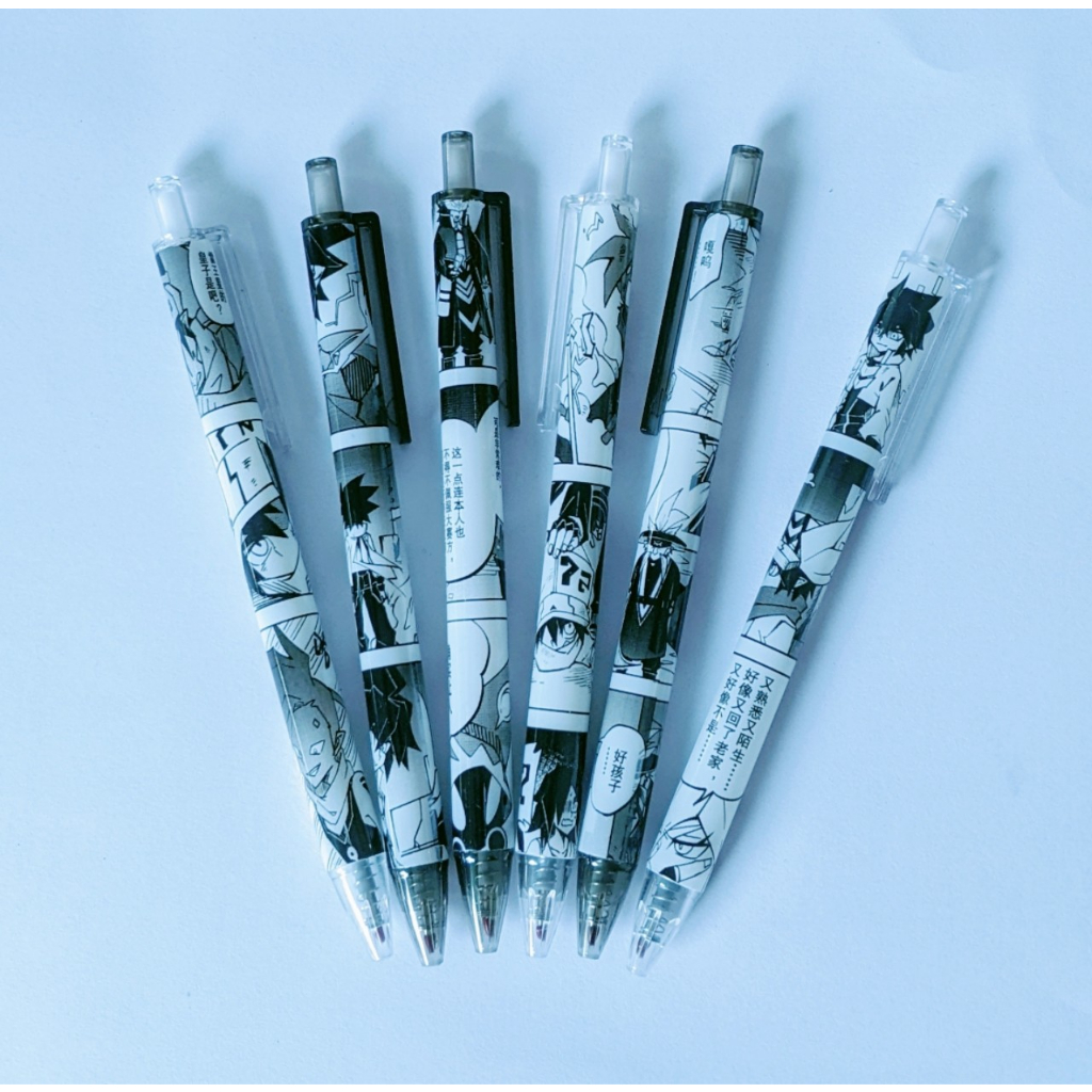 Set 6 Bút Bi Bấm Mực Gel Ngòi 0.5mm Họa Tiết cute, anime,one pice, kuromi... Ngộ Nghĩnh Hot Trend Cây Viết Mực Nước Đen