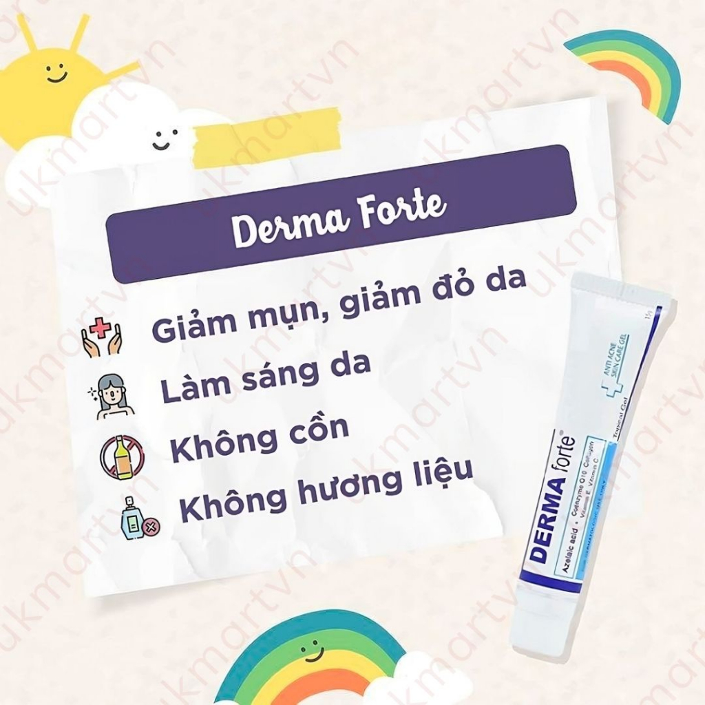 Gel Derma Forte giảm mụn, mờ thâm sẹo bản thường/ advanced 15g