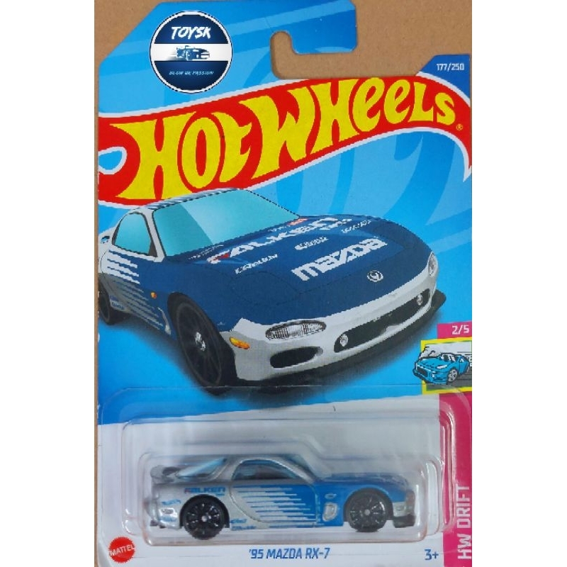 Toysk xe mô hình tĩnh 95 Mazda Rx7 Hotwheels basic Bạc tỷ lệ 1:64