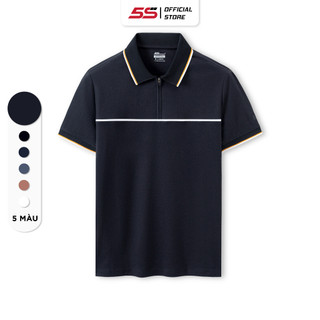  Áo Polo Nam 5S FASHION, Chất Cotton Thiết Kế Đường Line Ngực Nổi Bật, Cổ Khóa Kéo Lịch Lãm (APC23028)