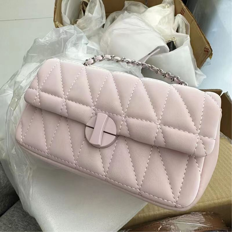 Túi xách đeo vai hình vuông cỡ nhỏ đính đá phối dây xích thơi trang mã t123