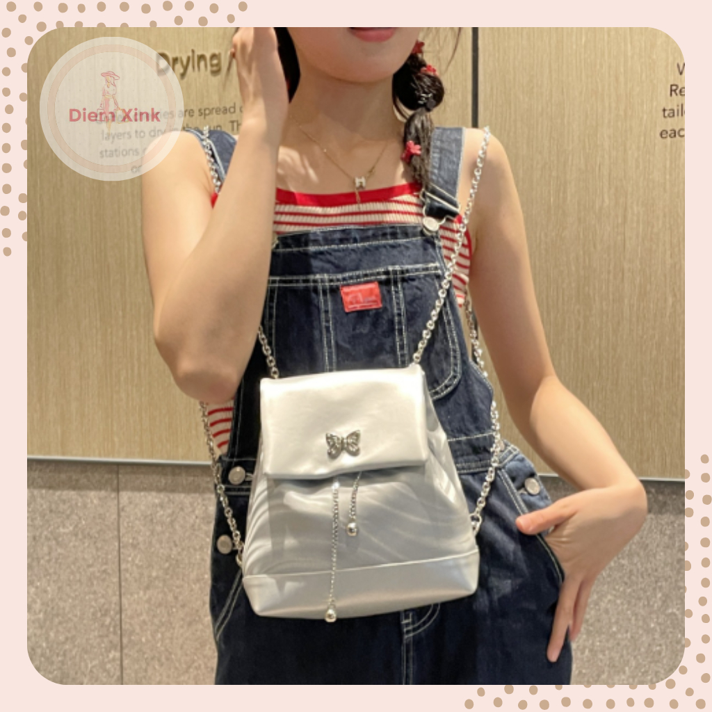 Balo Mini Size 20 Hai Màu, Balo Xinh Xắn Phong Cách Hàn Quốc Giá Rẻ Đi Chơi Chụp Hình Xinh Xắn Dây Rút Lolita CHo Nữ