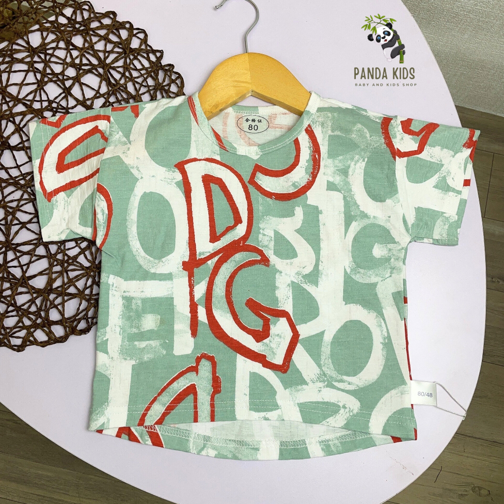 Áo thun cộc tay, vải cotton thông hơi mát mẻ cho bé 9-19kg.