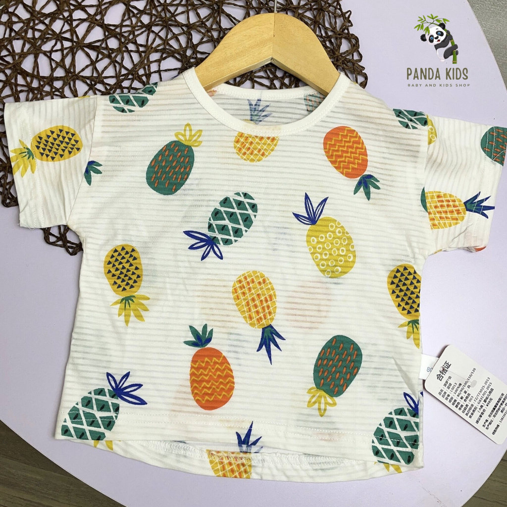 Áo thun cộc tay, vải cotton thông hơi mát mẻ cho bé 9-19kg.