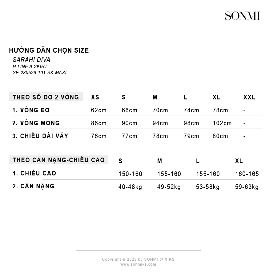 Chân váy dài xẻ tà suông cạp cao ôm công sở SONMI Hàn Quốc thiết kế cao cấp hai lớp màu đen nâu xám SARAHI DIVA SK120