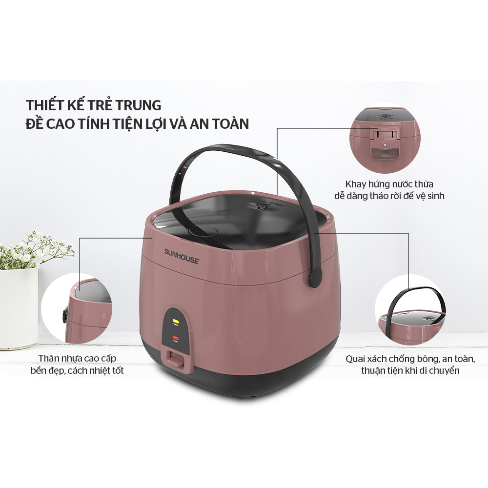 NỒI CƠM ĐIỆN 1.8L SUNHOUSE SHD8627, chính hãng, bền đẹp, bảo hành 12 tháng