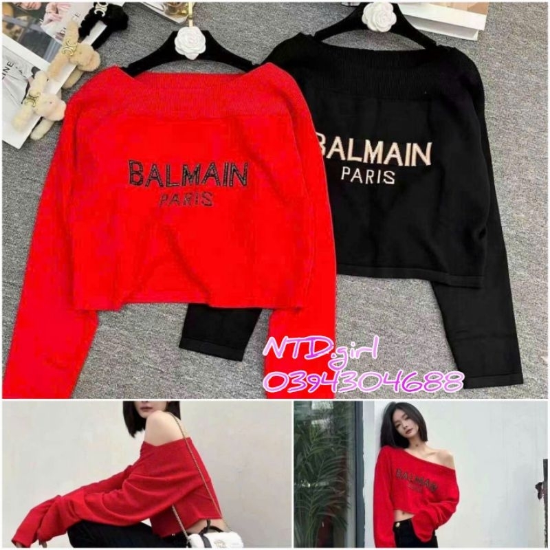 Hàng nhập - Áo len nữ kiểu trễ vai croptop, áo thu đông Quảng Châu tay dài