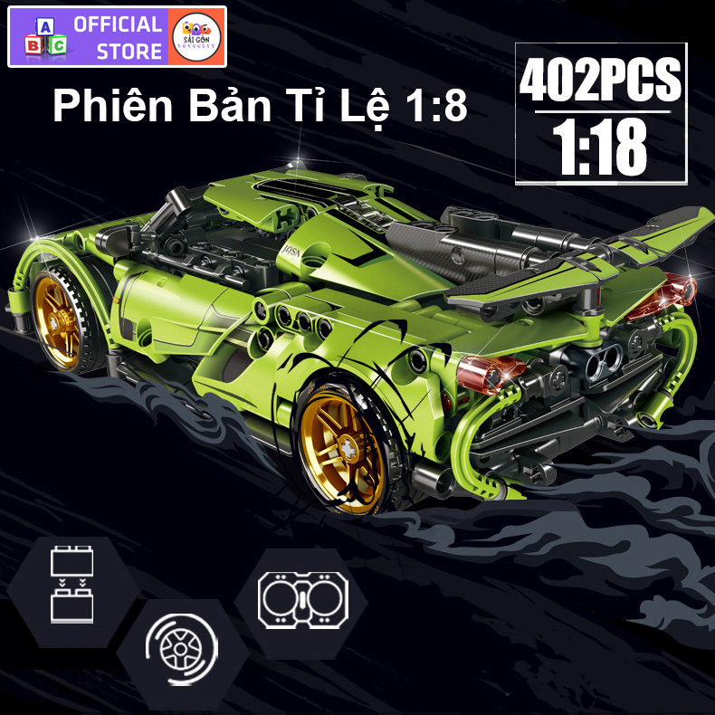 Đồ Chơi Lắp Ráp Kiểu Lego Mô Hình Điều Khiển Từ Xa Rc Siêu Xe Thể Thao Lamborghini,Ferrari,Bugatti Tỉ Lệ 1:18 Với 400PCS