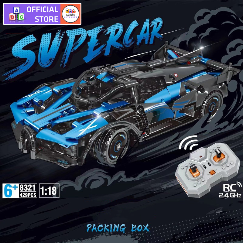 Đồ Chơi Lắp Ráp Kiểu Lego Mô Hình Điều Khiển Từ Xa Rc Siêu Xe Thể Thao Lamborghini,Ferrari,Bugatti Tỉ Lệ 1:18 Với 400PCS