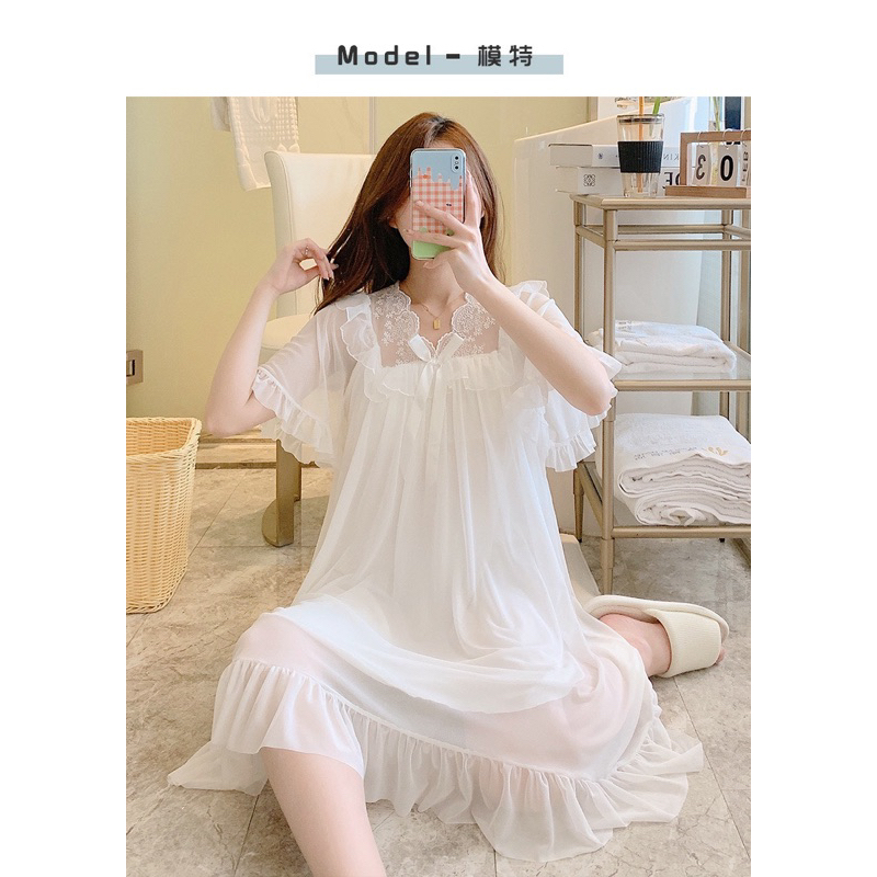 Váy ngủ phối ren ngọt ngào dễ thương M2333