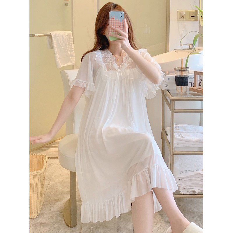Váy ngủ phối ren ngọt ngào dễ thương M2333