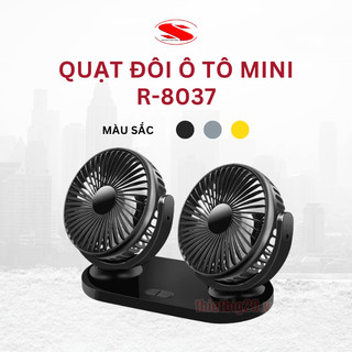 Quạt đôi mini để bàn văn phòng - quạt xe ô tô - xoay 360 độ cổng USB R-8037