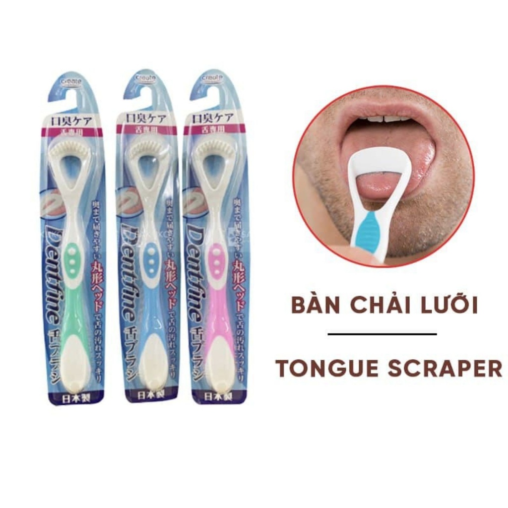 Bàn chải vệ sinh lưỡi DENTFINE CREATE nội địa Nhật Bản giúp làm sạch và thơm miệng - Bahachiha