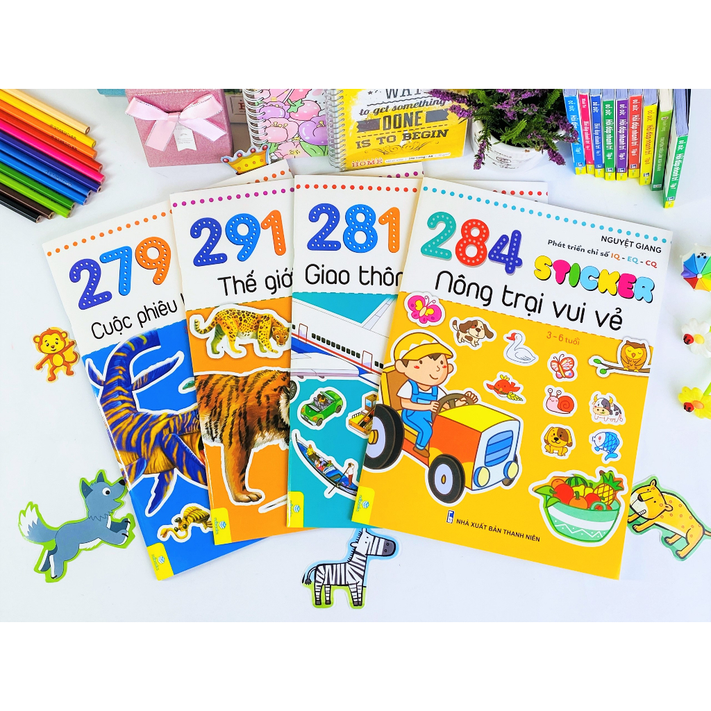 Sách - Combo 5 cuốn 281,284,279,291  Sticker phát triển chỉ số IQ-EQ-CQ  tuổi - ndbooks