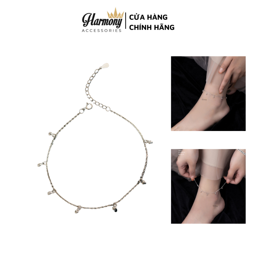 Lắc chân nữ bạc 925 mạ vàng 14k dáng chuỗi bi cao cấp | HARMONY ACCESSORIES LC24