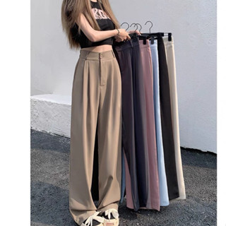  Quần suông công sở ống rộng vải GOLD HÀN loại 1 cạp cao thiết kế tông màu pastel mềm không nhăn Deliz Studio 