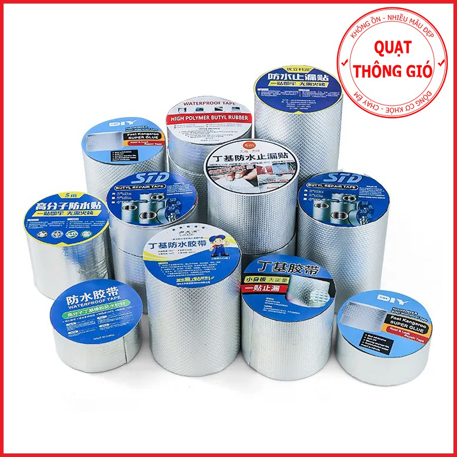 Băng keo chống thấm nước RỘNG 15CM/30CM dài 5M THẾ HỆ MỚI DÀY 4 LỚP VÀ TỐT HƠN - Mẫu Quạt Khalik khuyên dùng