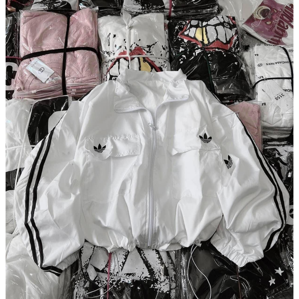 Áo Khoác Gió Croptop Tay Bồng Nữ 🌸 Khoác Dù Mềm Khóa Kéo Form Rộng Unisex
