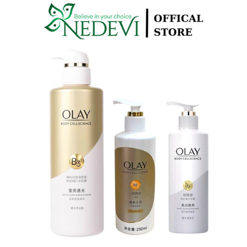 Combo Sữa Tắm Olay 500ML Và Dưỡng Thể Olay Bản Thường Bản Cao Cấp 250ML Trắng Sáng Da - Nedevi Mall