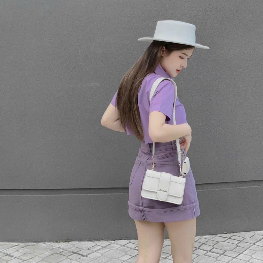 Đồ bộ nữ đi chơi, set áo croptop phối chân váy kaki phong cách năng động trẻ trung cho nàng đi chơi, đi dạo- Minh Phúc