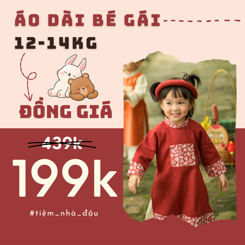 Set áo dài bé gái thiết kế - Xả kho đồng giá 199k