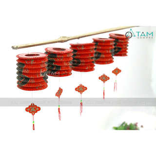 Set 02-05 Lồng đèn giấy con sâu chữ Phúc hoạ tiết (tặng que cầm) LDEN-GIAY-03_TAN
