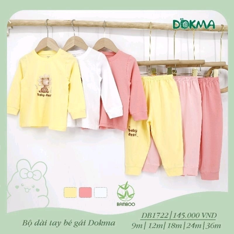 Bộ Dokma dài tay cài vai cho bé gái 9-36M mẫu 2023 DB1833, DB1722