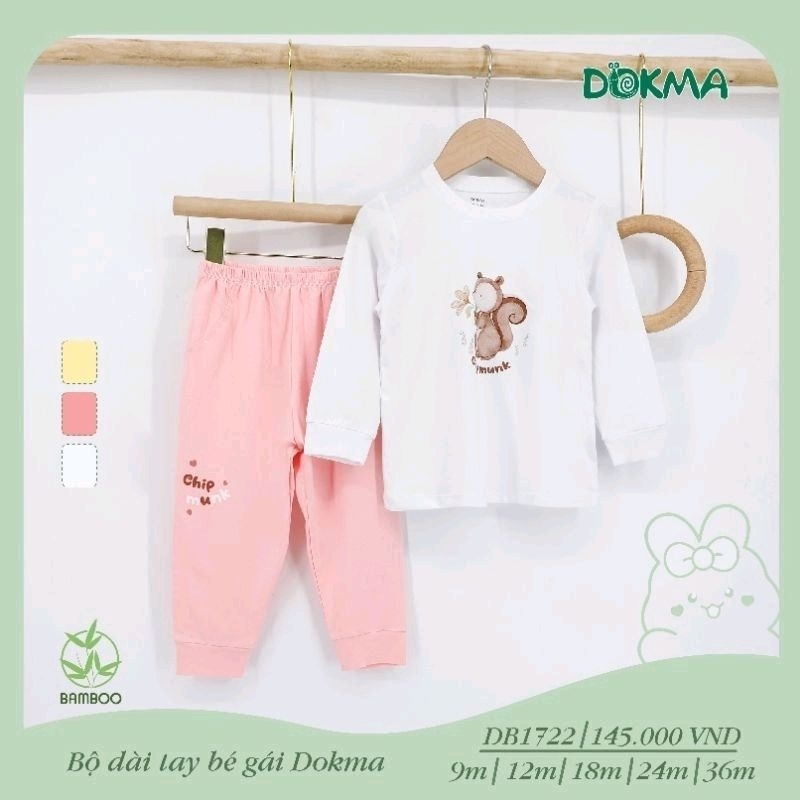 Bộ Dokma dài tay cài vai cho bé gái 9-36M mẫu 2023 DB1833, DB1722