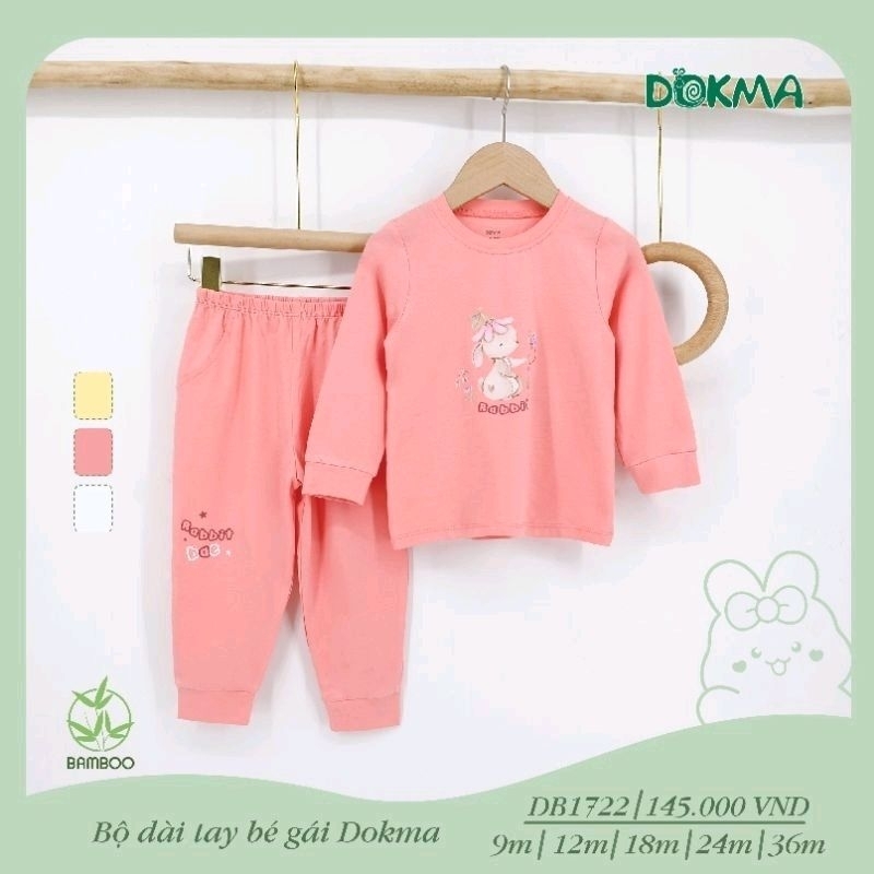 Bộ Dokma dài tay cài vai cho bé gái 9-36M mẫu 2023 DB1833, DB1722