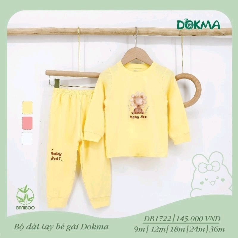 Bộ Dokma dài tay cài vai cho bé gái 9-36M mẫu 2023 DB1833, DB1722