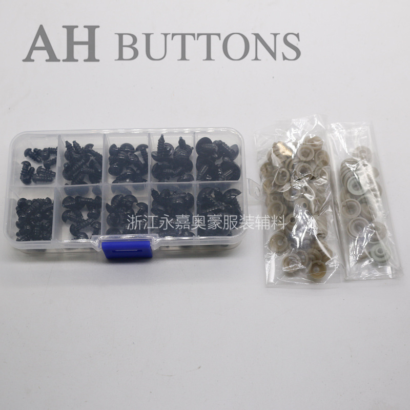 Hộp mắt nhựa tròn màu đen trang trí búp bê, thú nhồi bông