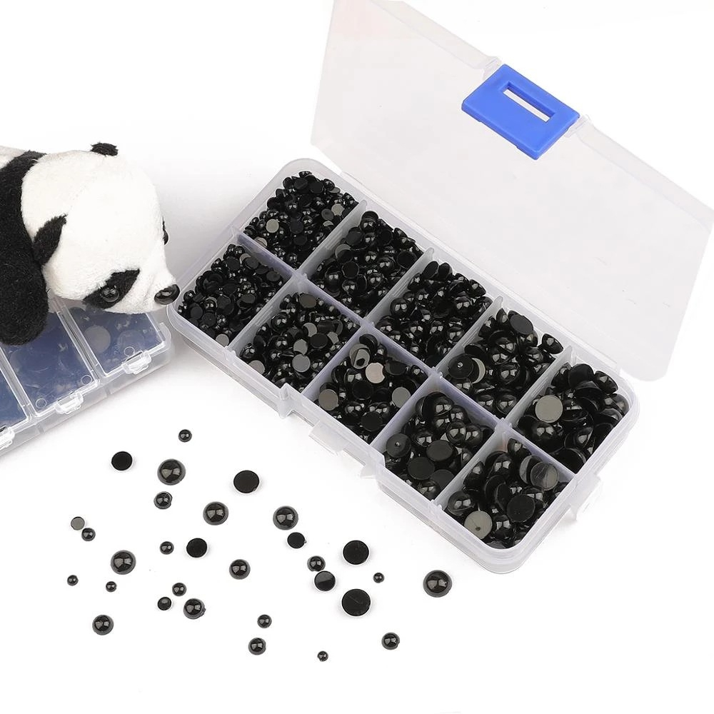 Hộp mắt nhựa tròn màu đen trang trí búp bê, thú nhồi bông