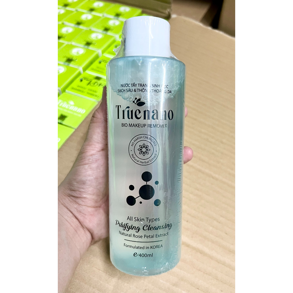 NƯỚC TẨY TRANG SINH HỌC SẠCH SÂU THÔNG THOÁNG DA TRUENANO CHAI 400L