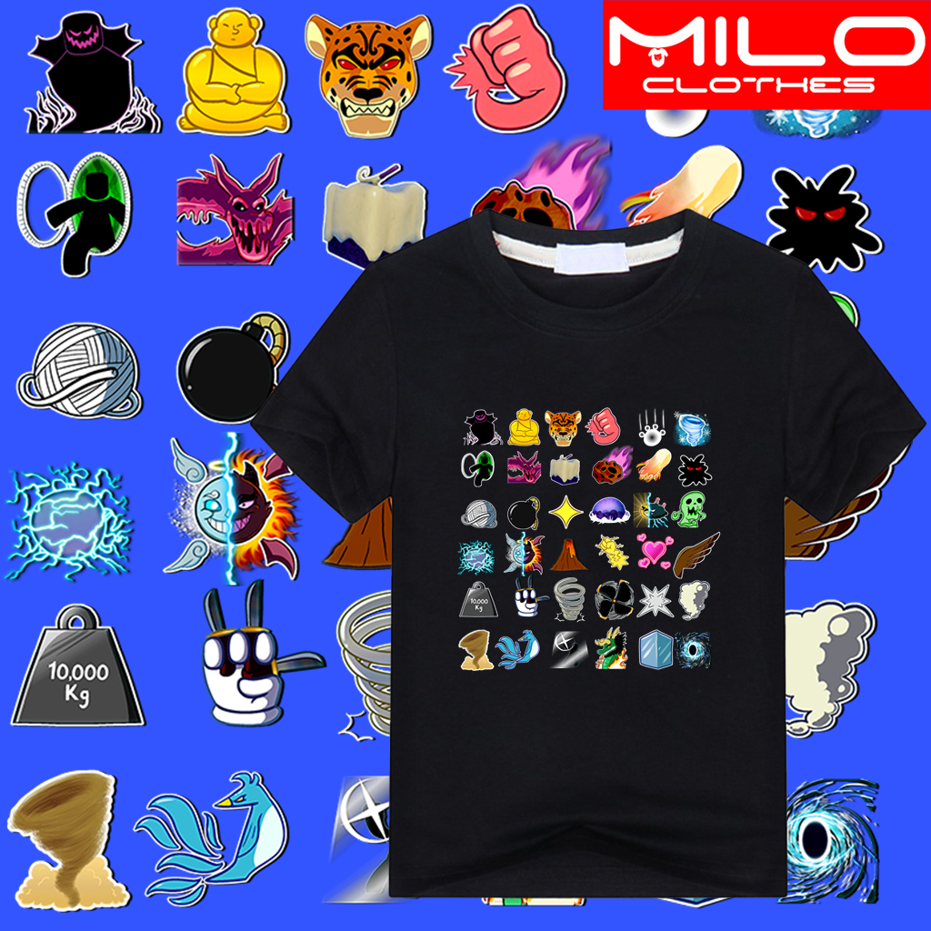 Áo Thun Games Blox Fruits Màu Đen Vải Thun Mền Mát - Có size trẻ em