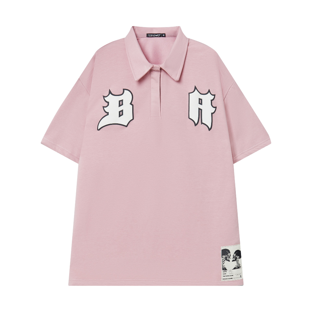 Áo Polo Banawa áo thun local brand nam nữ unisex có cổ tay lỡ form rộng - Màu Hồng