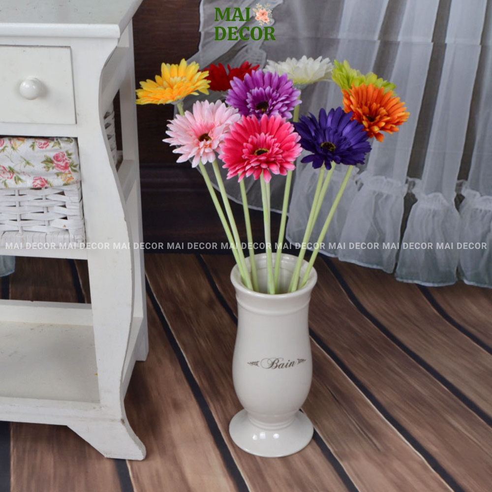 Hoa đồng tiền, hoa giả trang trí phòng khách, decor bàn làm việc, chụp ảnh đẹp - Mai Decor