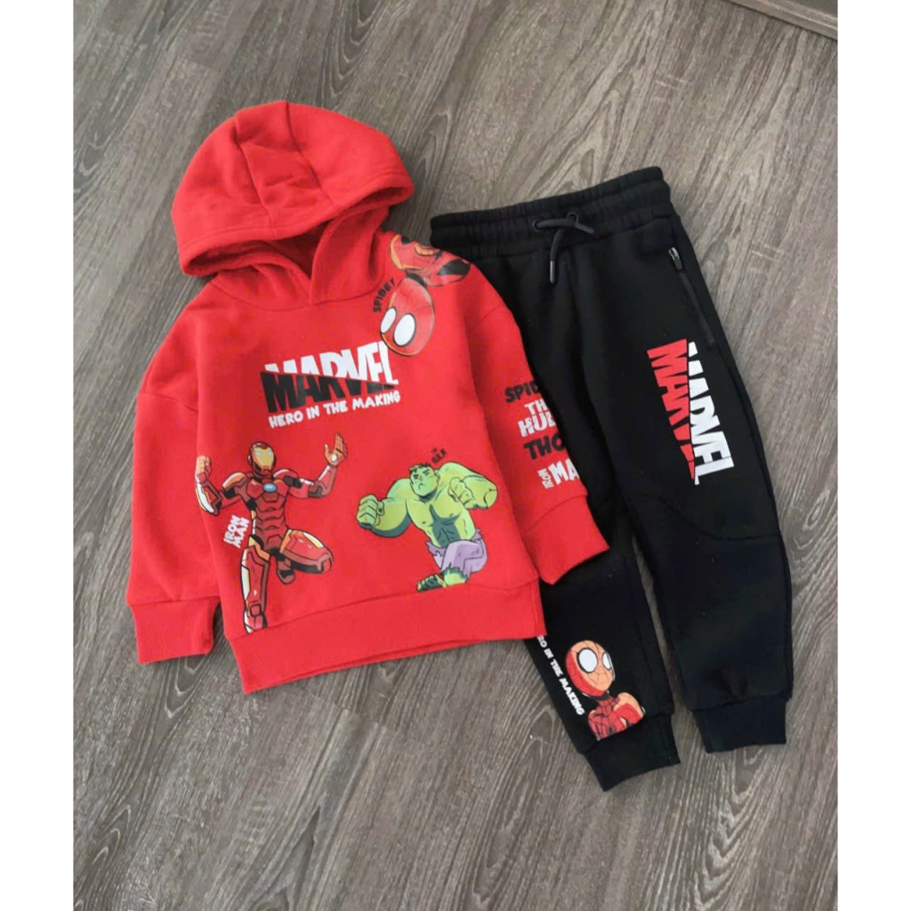 Bộ nỉ bông hoodie Marve Primar dư xịn cho bé trai siêu đẹp siêu hot Sz 1-8 tuổi