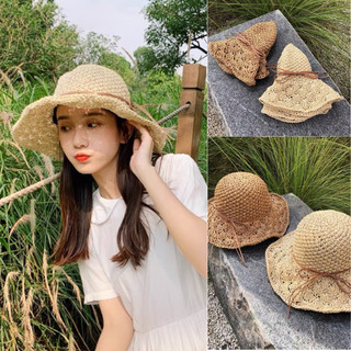 Mũ cói móc tay handmade (mũ cói mềm)